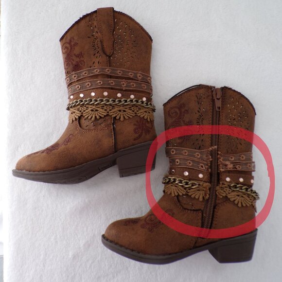 Blingy Lace Chain Detail Embroidered Western Dance Toddler Cowgirl Boots EUC - Picture 8 of 8